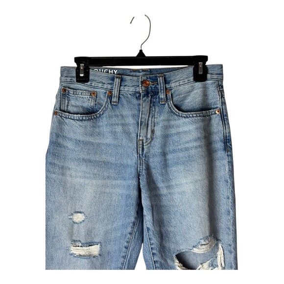 J Crew Jeans Women 24 Petite Blue Medium Wash Distressed Slouchy Boyfriend - Picture 4 of 13